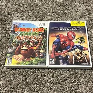 Nintendo Wii Game Bundle (Donkey Kong And Spider-Man)